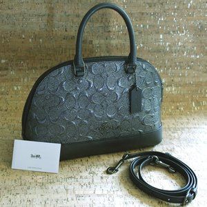 COACH Signature Patent Leather Top Handle Purse